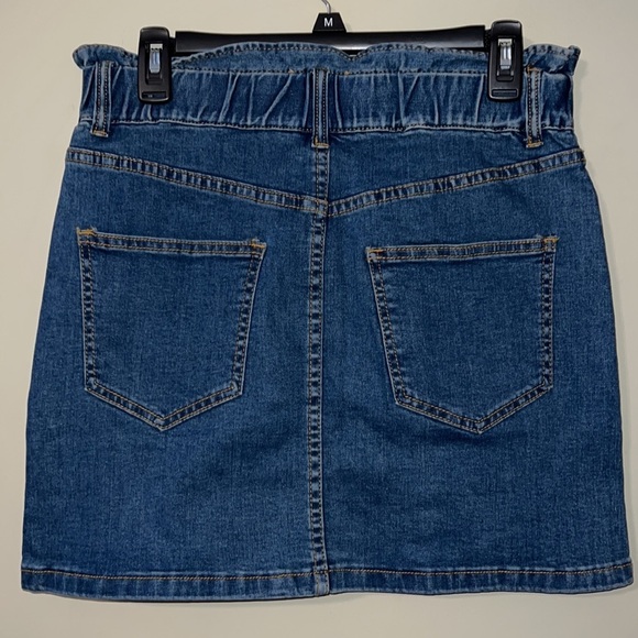 Lizard Thicket large denim paper bag skirt new stretchy waist zip button closure - Picture 4 of 10